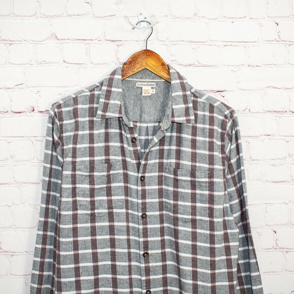 Carbon 2 Cobalt Medium Gray Plaid Button up Flannel Shirt Cotton - Picture 4 of 5